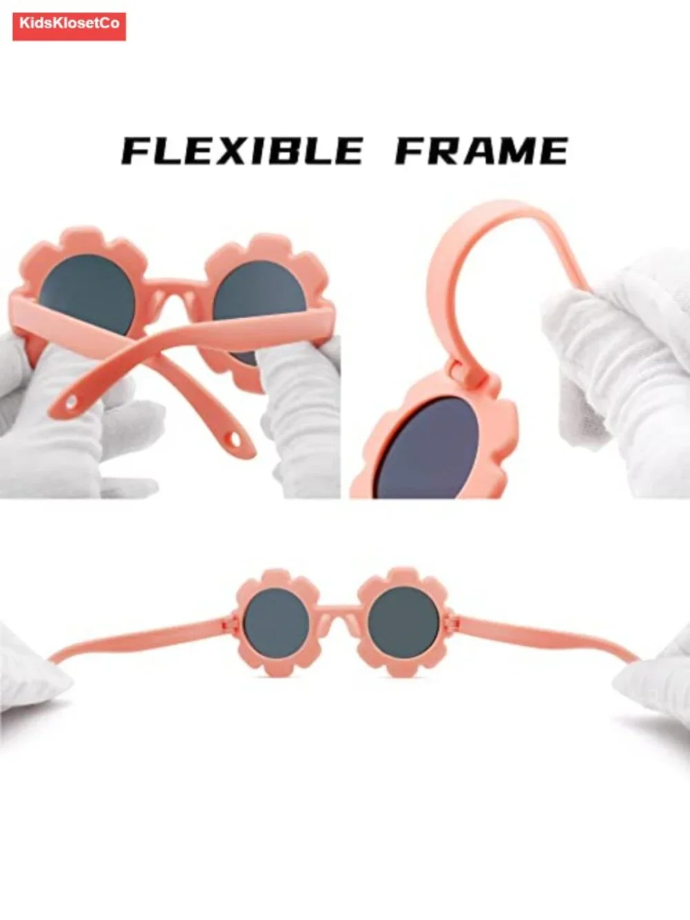 Flexible Baby Polarized Flower Sunglasses with Strap Bendable Frame Infant